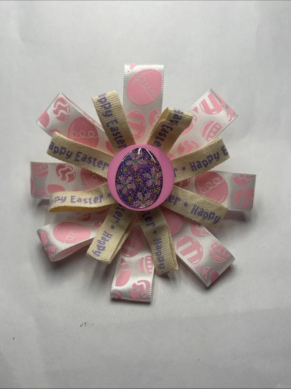 Easter Pink Ribbon Flower Hair Bow